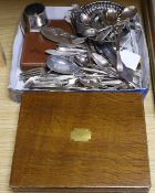 Assorted plated cutlery, dish, etc. including cased sets