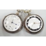 Two George III silver pair cased keywind verge pocket watches by Knight of Thaxted (black ring)