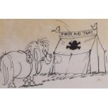 Norman Thelwell (1923-2004), pen and ink with pencil, 'Safe Landing', initialled, Chris Beetles