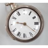 A 19th century silver pair cased keywind verge pocket watch, by Bryant of Buckenham, case diameter