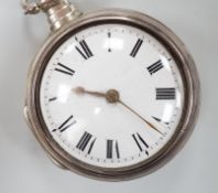A 19th century silver pair cased keywind verge pocket watch, by Bryant of Buckenham, case diameter