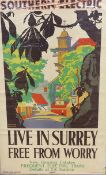 Gregory Brown (1887-1941), lithographic poster for Southern Railways, 'Live in Surrey, Free from