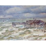 Arthur Spencer Roberts (1920-1997), oil on board, 'The Old Pier, St Leonards', inscribed verso, 25 x