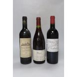 Three bottles of wine: one bottle of 75cl 1990 Chateau Beaumont Haut-Medoc, one bottle of 75cl