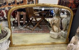 A Victorian style gilt framed overmantel mirror, width 126cm, height 92cm