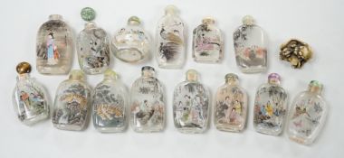 A small collection of Chinese reverse painted bottles