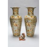 A pair of Zsolnay vases and a small Herend fish, vases 34cm high (3)