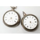 Two 19th century silver pair cased pocket watches (a.f.).