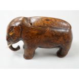 A 19th century burr wood ‘elephant’ snuff box, 11cm wide