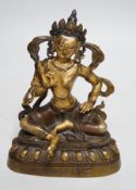 A Chinese gilt bronze figure of Green Tara, 16cm high