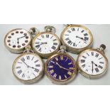 Six assorted Goliath pocket watches, largest diameter 77mm.