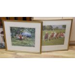 Jonas, two limited edition prints, 'Vintage motoring picnic' and 'Watching the cricket', both signed