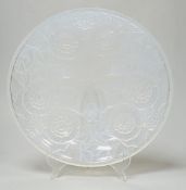 A French Lalique style opalescent glass dish, 32cm