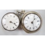 A George III silver pair cased keywind verge pocket watch by Sam King of Salop and one other