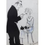 Osbert Lancaster (1908-1986), ink and blue chalk, 'Let us not forget, Lady Littlehampton, that