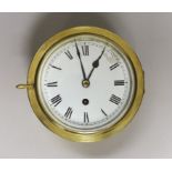 A brass bulkhead fusee ship's clock movement