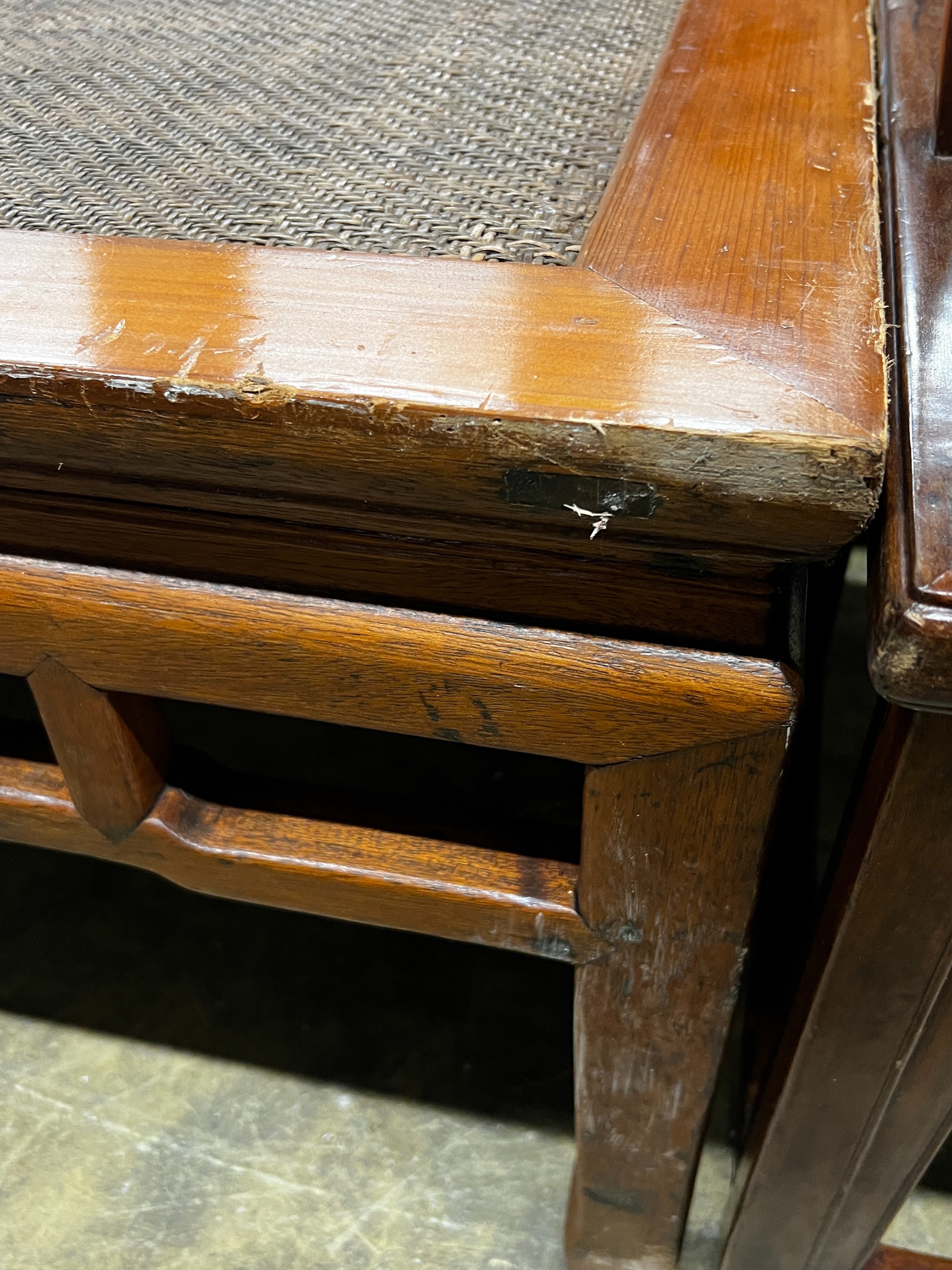 A Chinese square caned pine low table, width 97cm, height 51cm - Image 4 of 4