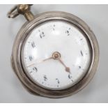 A George III silver pair cased keywind verge pocket watch, by Cranbrook, London, case diameter