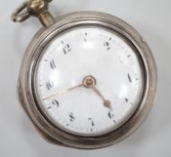 A George III silver pair cased keywind verge pocket watch, by Cranbrook, London, case diameter