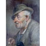 Carl Schleicher (Austrian, 1825-1903), oil on wooden panel, Gentleman filling his pipe, signed, 11 x