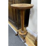 A 19th century Continental circular specimen wood wine table, diameter 38cm, height 73cm