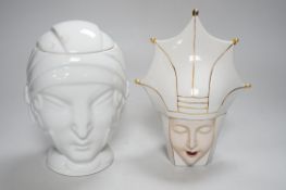 A Robj Art Deco bonbonniere and a similar Limoges example, tallest 20cm (2)