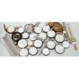Twenty one assorted silver or base metal pocket watches including Waltham and Child of Birmingham,