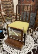 A Regency mahogany bow front toilet mirror and a George III dining chair