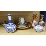 Assorted Chinese and Japanese ceramics, tallest Chinese vase 23cm high (11)