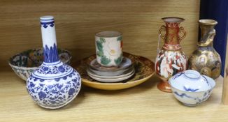 Assorted Chinese and Japanese ceramics, tallest Chinese vase 23cm high (11)
