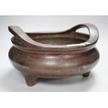 A large Chinese bronze censer, 30cm wide