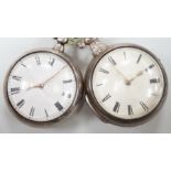 Two Victorian silver pair cased keywind verge pocket watches by Henry Steward of York and Eaton of