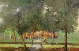 V. Miorin, oil on canvas, 'Brisighella, Villa Guidotti', signed and dated 1966, label verso, 61 x