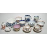 A group of Chinese wares including tea bowls, Nanking cargo bowl / saucers and a miniature bottle