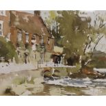 John Yardley, R.I. (b.1933), watercolour, Riverside houses, signed, 36 x 46cm, together with a