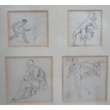 Attributed to William De Morgan (1839-1917), four pen and ink sketches of classical figures, largest