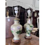 A pair of modern cloisonne table lamps, height excluding fittings 36cm