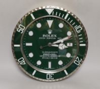 A Rolex style advertising quartz wall clock, 35cm diameter