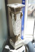 A gilt metal mounted reconstituted marble pedestal, height 113cm