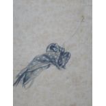 Attributed to George Frederick Watts, pencil and wash, Study of drapery, 19 x 14.5cm