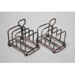 A pair of Edwardian small five bar silver toast racks, George Edwards & Sons, Sheffield, 1909,