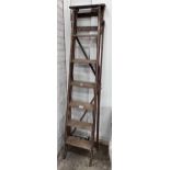 A vintage pine six tread step ladder, height 183cm