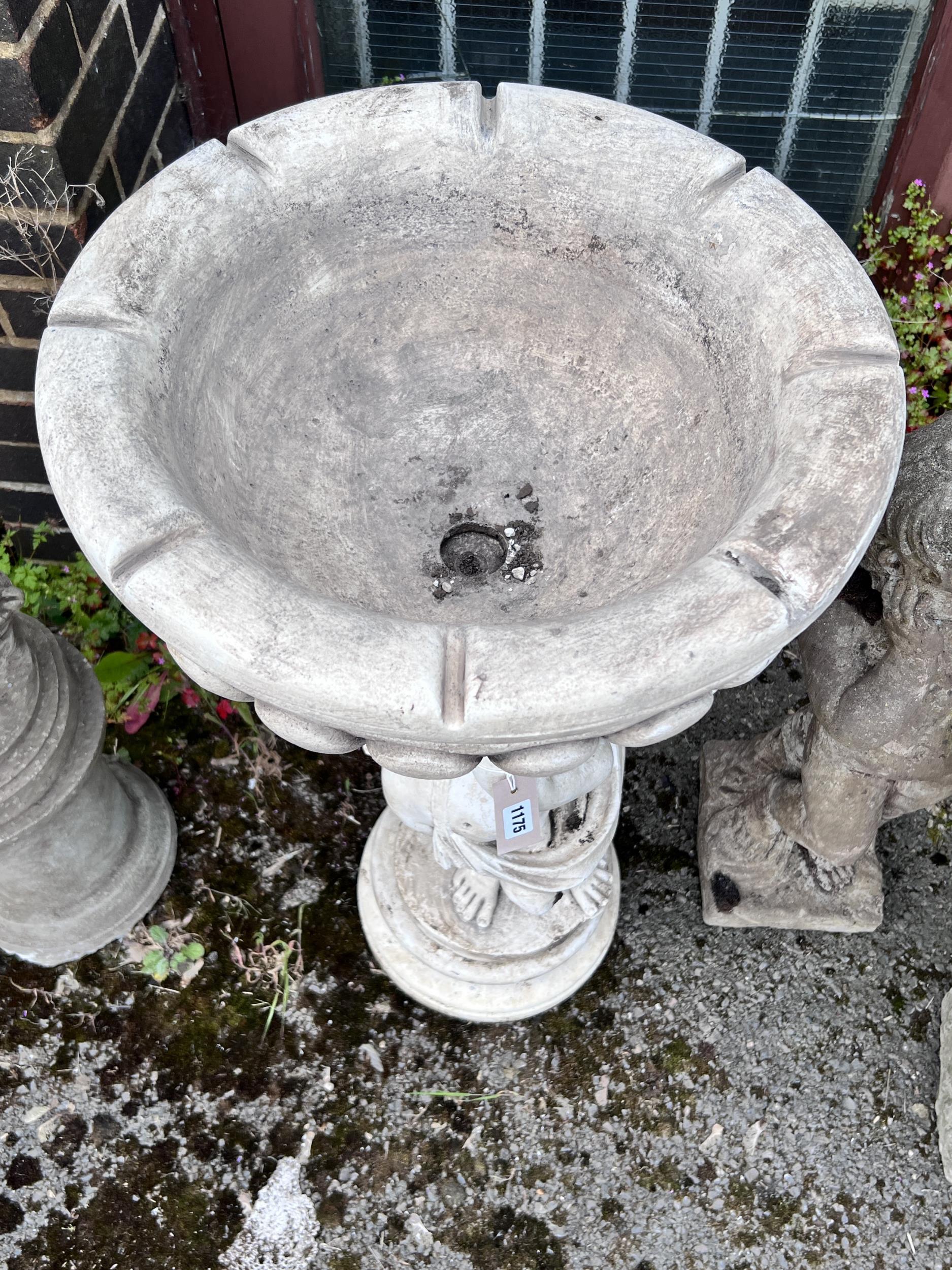 A faux marble cherub garden fountain, height 90cm - Image 3 of 3