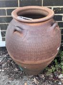 A circular salt glazed stoneware storage vessel, diameter 44cm, height 52cm