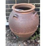 A circular salt glazed stoneware storage vessel, diameter 44cm, height 52cm