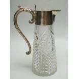 An Edwardian silver mounted cut glass claret jug, WHS, Birmingham, 1901, 26cm.