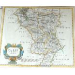 Robert Morden, coloured engraving, Map of Darbyshire (sic), 37 x 42cm