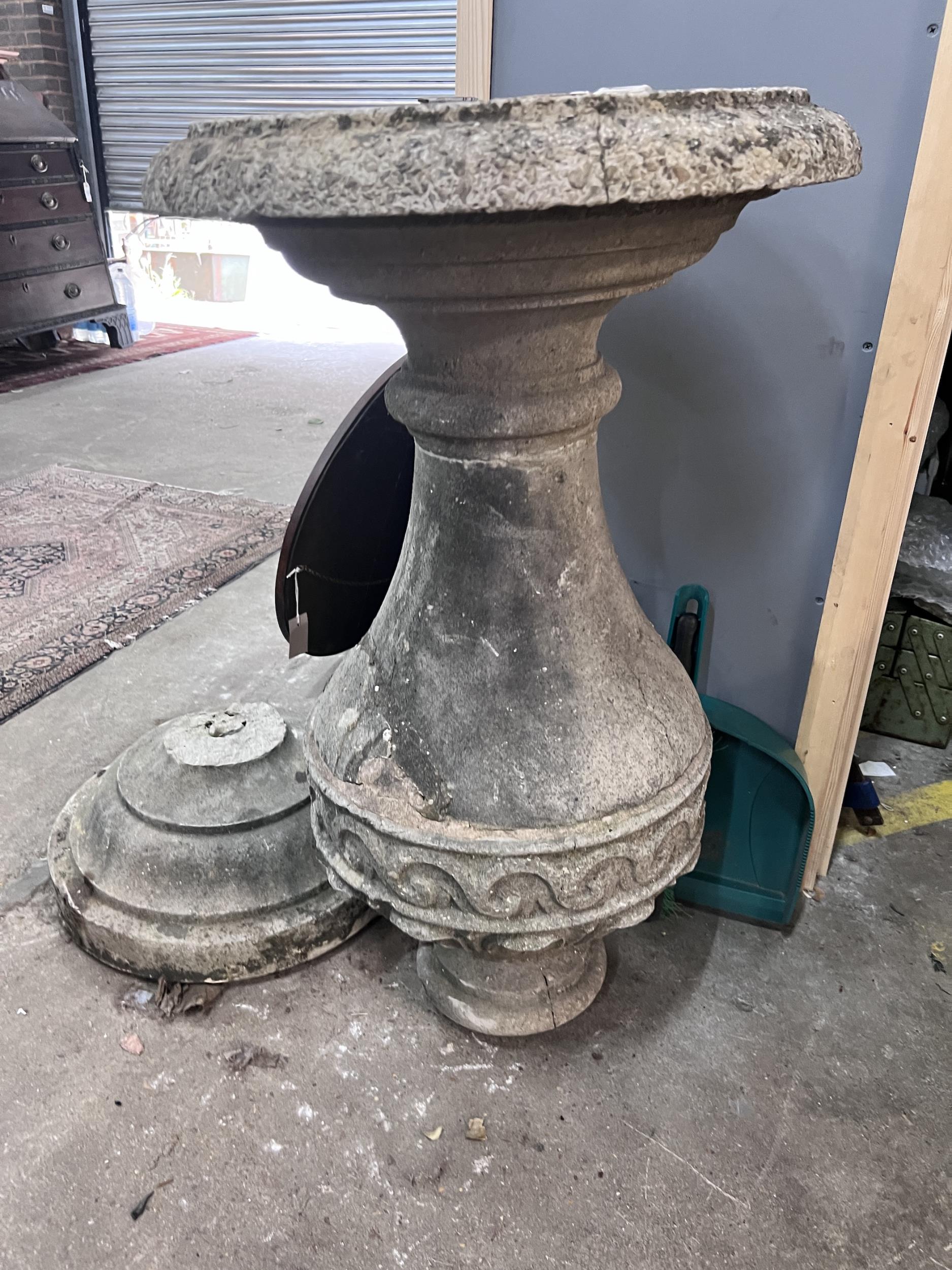 A reconstituted stone baluster sundial base, diameter 49cm, height 107cm (a.f.) - Image 2 of 4