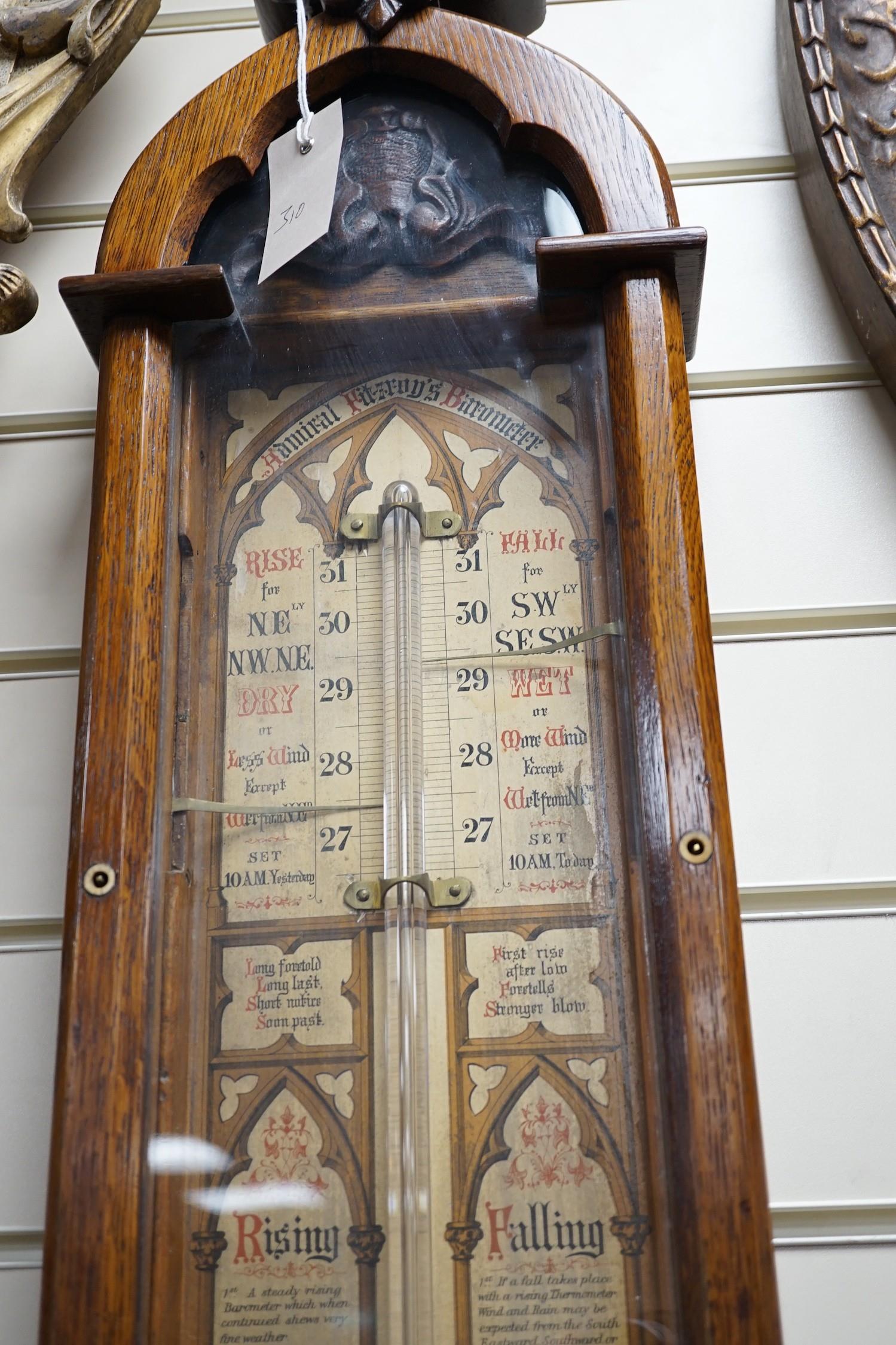 An Admiral Fitzroy oak cased barometer, 117cm Ivory submission reference: LDTFPXB1 - Image 2 of 5