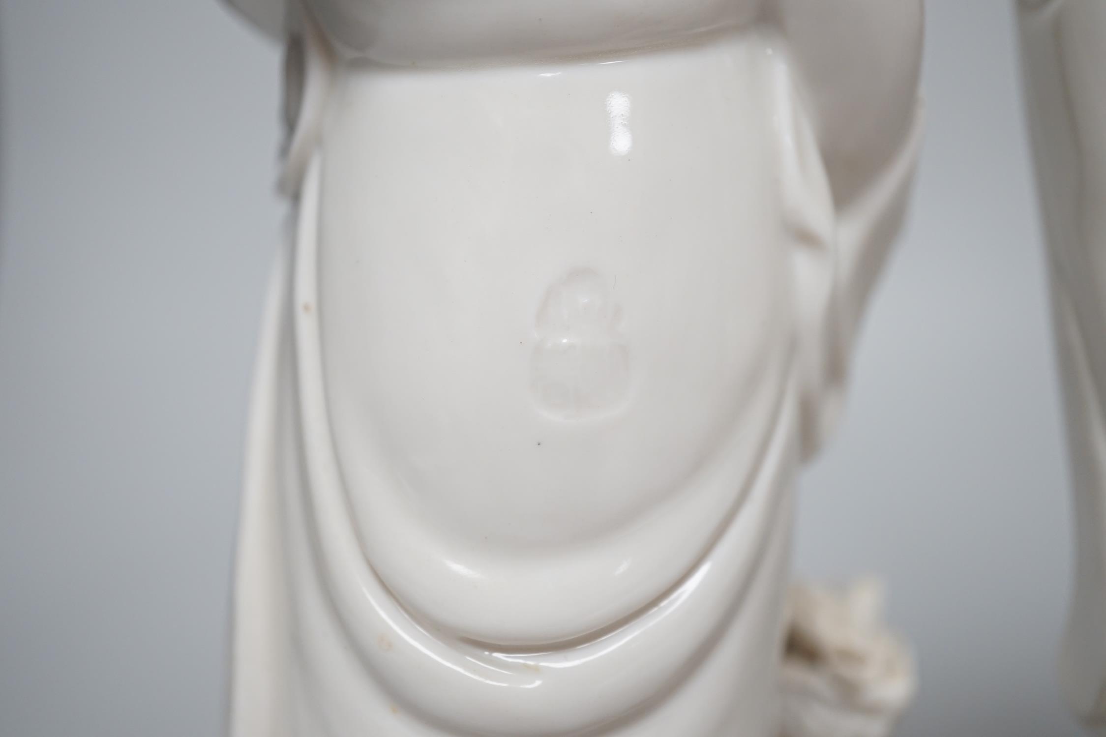 Three Chinese blanc de chine figures of Guanyin, 25cm - Image 6 of 6